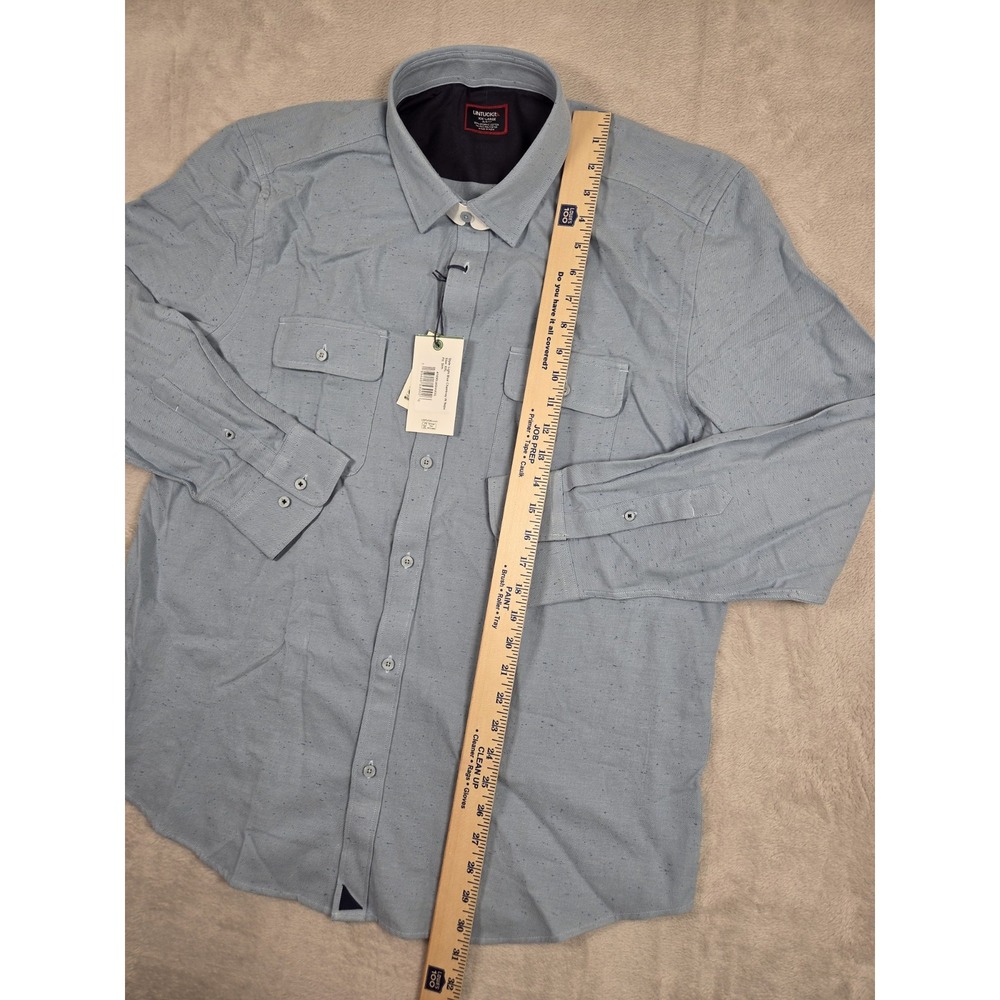 New Untuckit Shirt Mens XXL 2XL Slim Fit Chambray Neps Light Blue - Picture 6 of 9